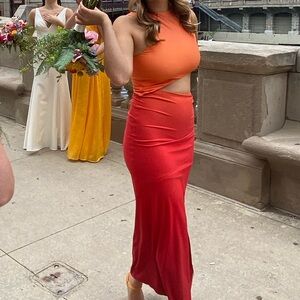 X REVOLVE Massai Dress in Sunset Ombre
AGUA BENDITA size medium side slit